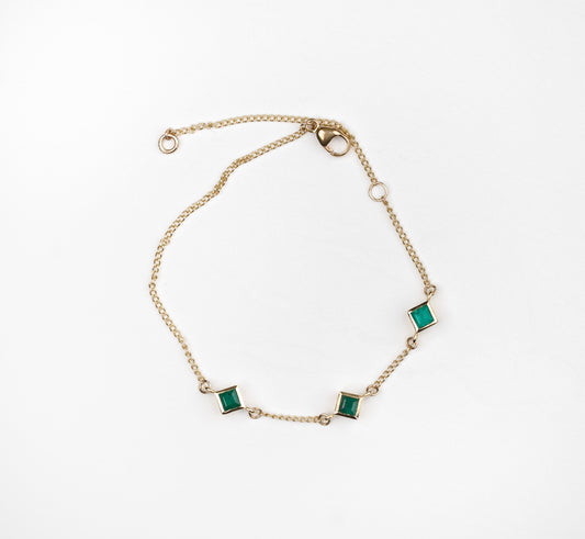 3 Stone Emerald Bracelet