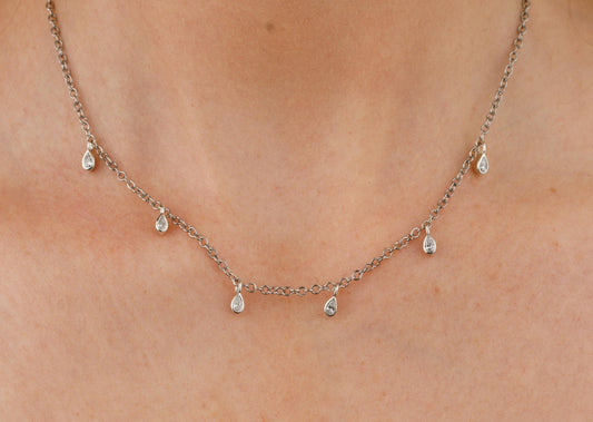 Pear Drop Diamond Necklace (6 stone)