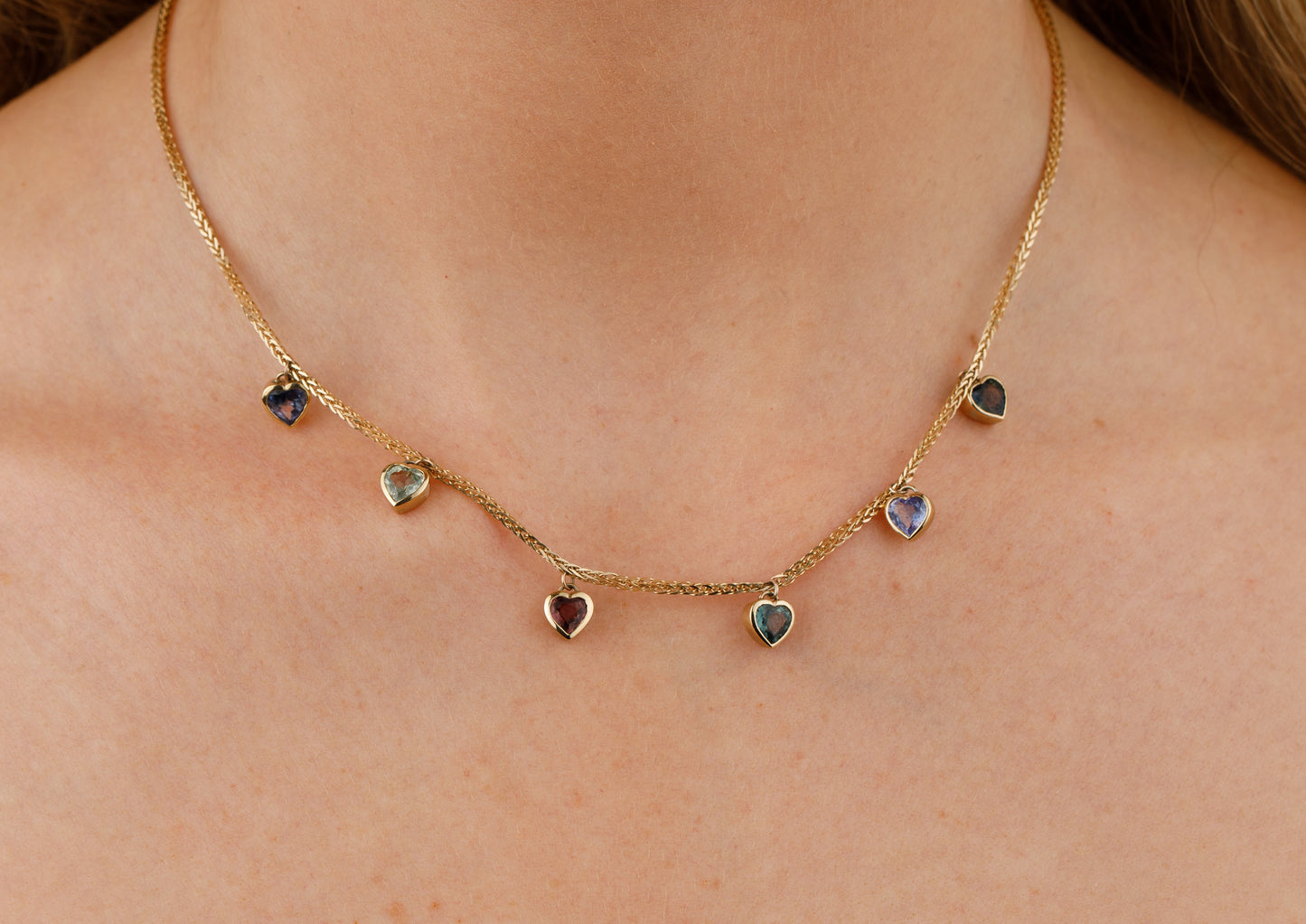 Sapphire Heart 9k Gold Chain