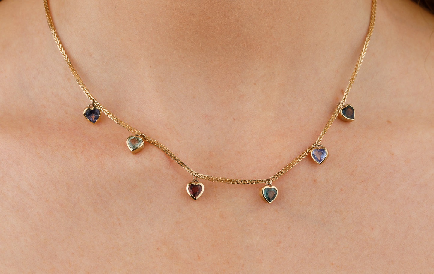 Sapphire Heart 9k Gold Chain