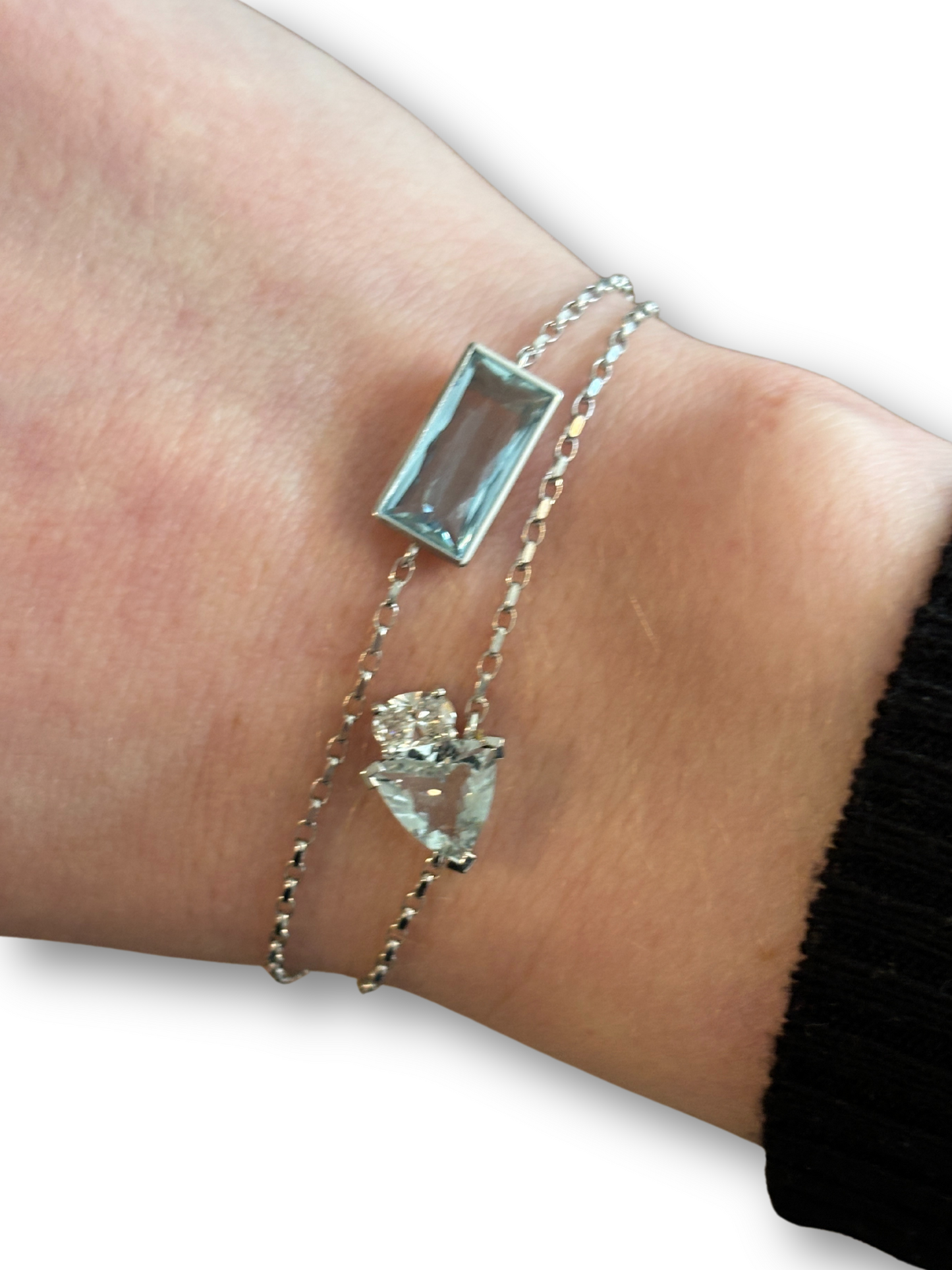 Aquamarine and Diamond Bracelet in White Gold