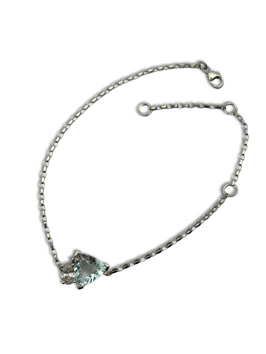 Aquamarine and Diamond Bracelet in White Gold