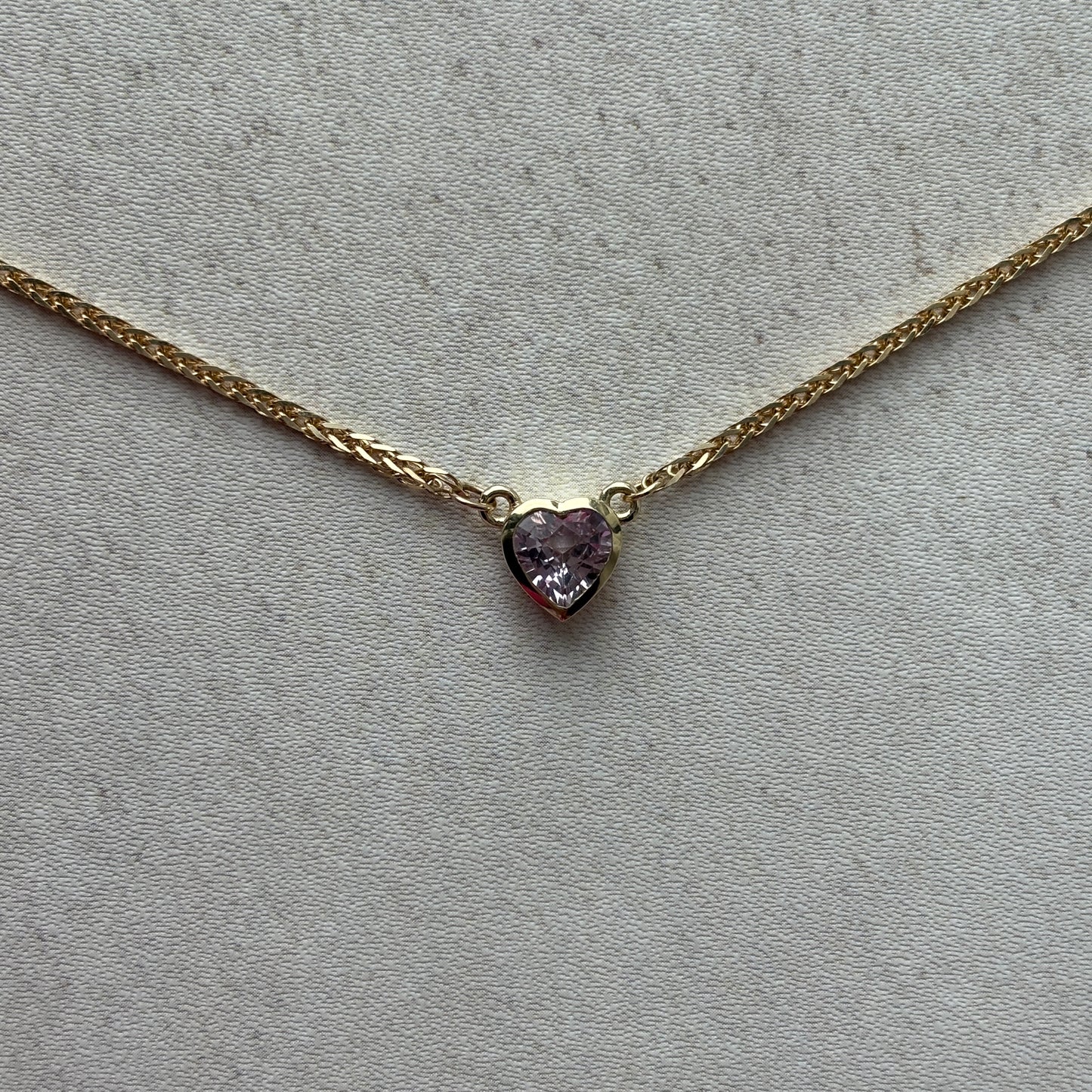 Pink Sapphire Heart Necklace