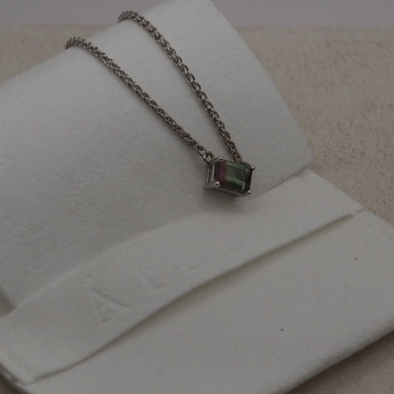 Watermelon Bicolour Tourmaline 9k White Gold Necklace