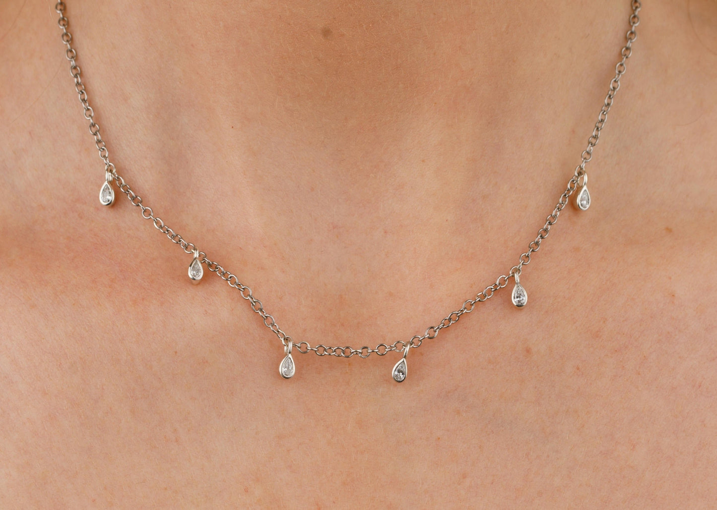 Pear Drop Diamond Necklace (6 stone)