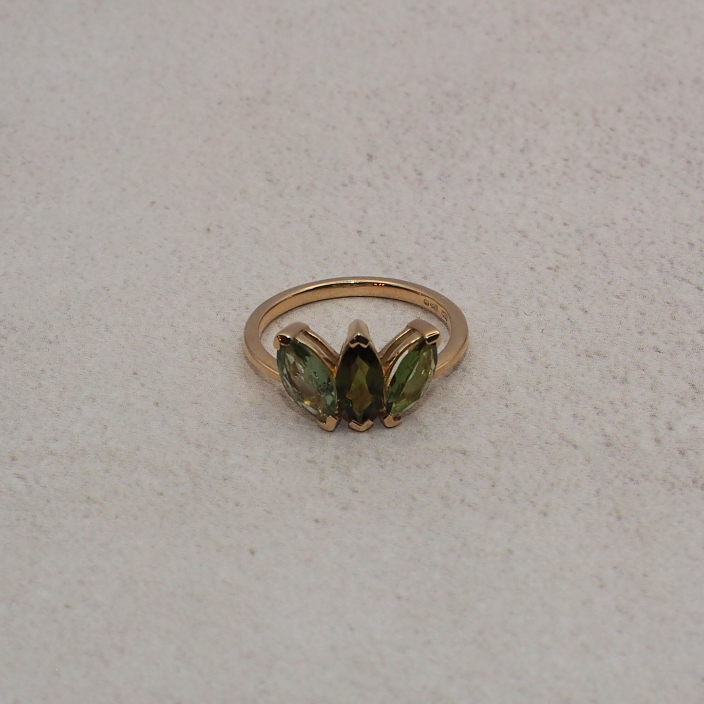 Tourmaline Trilogy 9k Gold Ring