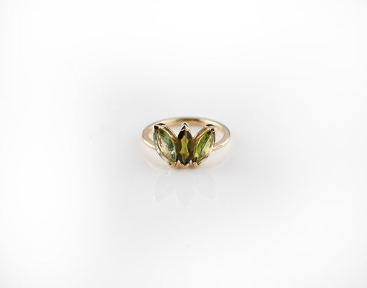 Tourmaline Trilogy 9k Gold Ring