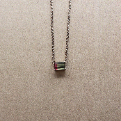 Watermelon Bicolour Tourmaline 9k White Gold Necklace